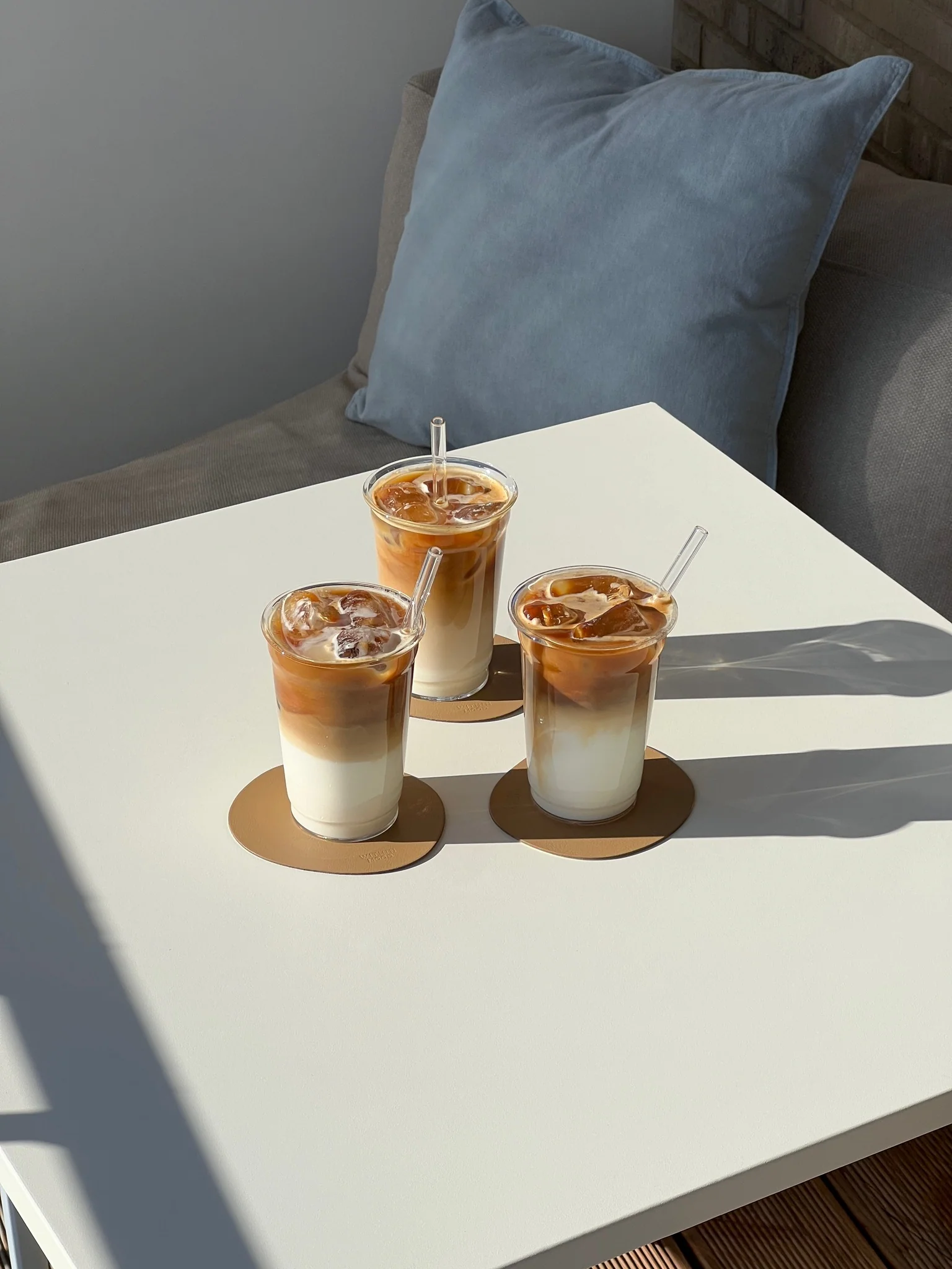 Glass Coasters, brown/ creamwhite, set of 2 - Image 4