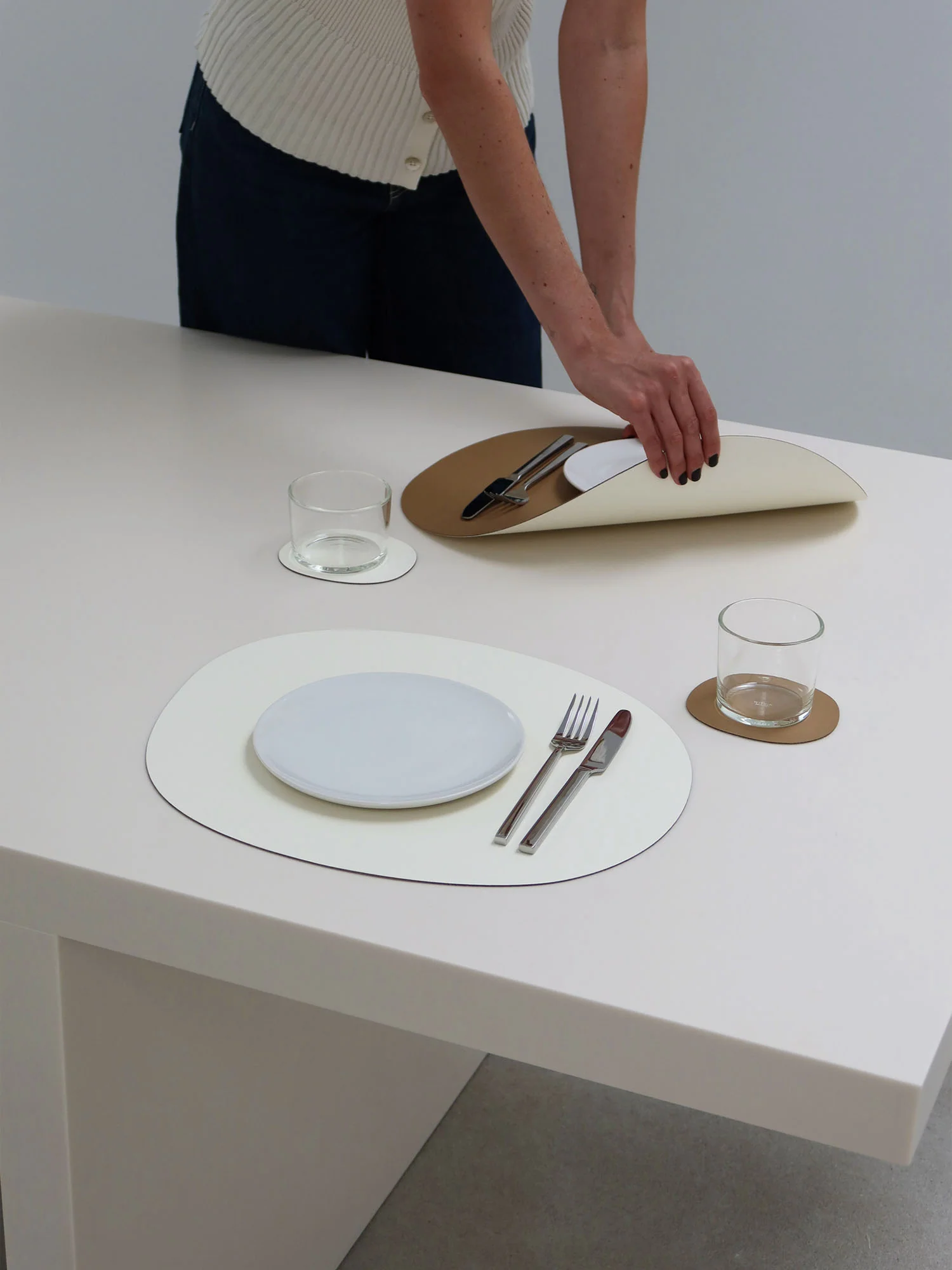 Placemats, brown/ creamwhite, set of 2 - Image 4